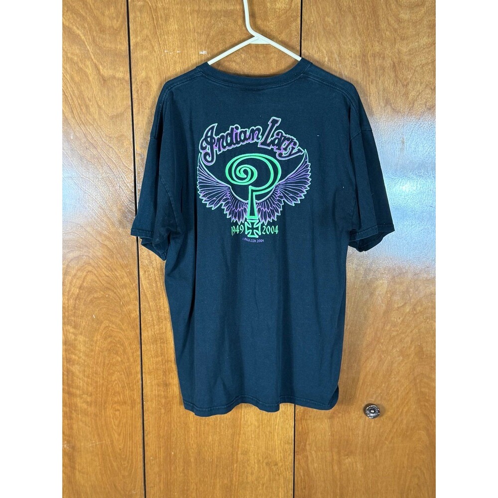 Vintage Indian Larry Shirt Mens XL Black Cotton Short Sleeve USA Y2K 2004 - Picture 9 of 12